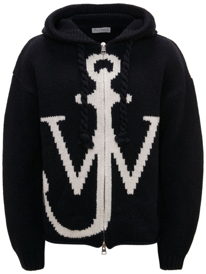 JW Anderson Sweat navy à capuche zippé - Lothaire