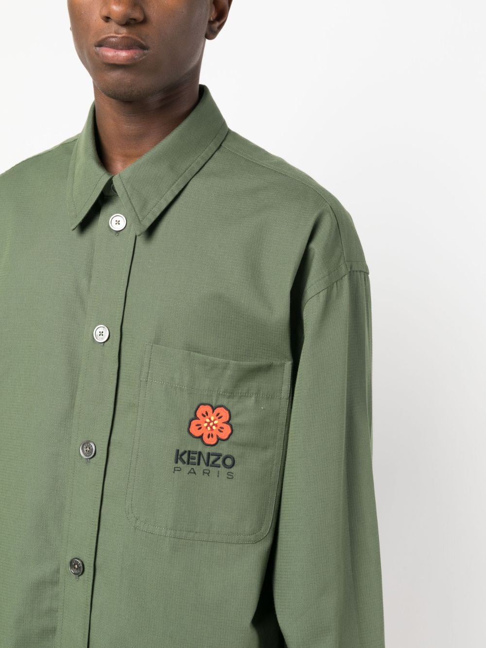 Kenzo Chemise kaki casuel 'Boke Flower' crest - Lothaire