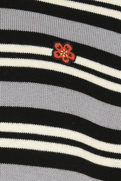 Kenzo Pull rayé gris à fleurs brodées - Lothaire boutiques