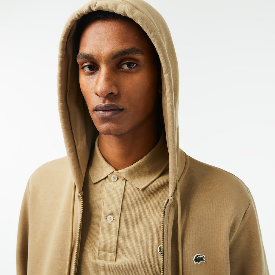 Lacoste Sweatshirt à capuche zippé Beige en molleton - Lothaire