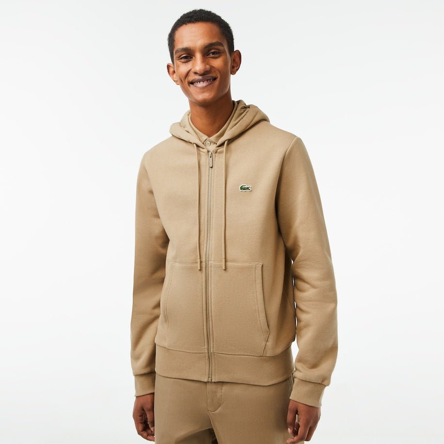 Lacoste Sweatshirt à capuche zippé Beige en molleton - Lothaire