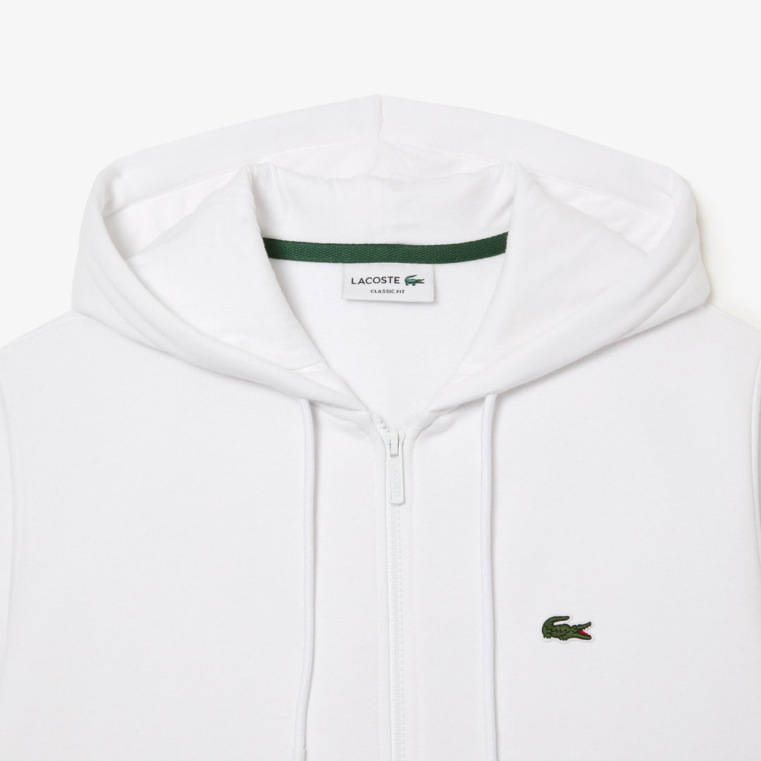 Lacoste Sweatshirt à capuche zippé blanc en molleton - Lothaire