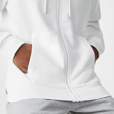 Lacoste Sweatshirt à capuche zippé blanc en molleton - Lothaire