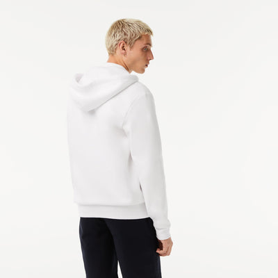 Lacoste Sweatshirt à capuche zippé blanc en molleton - Lothaire