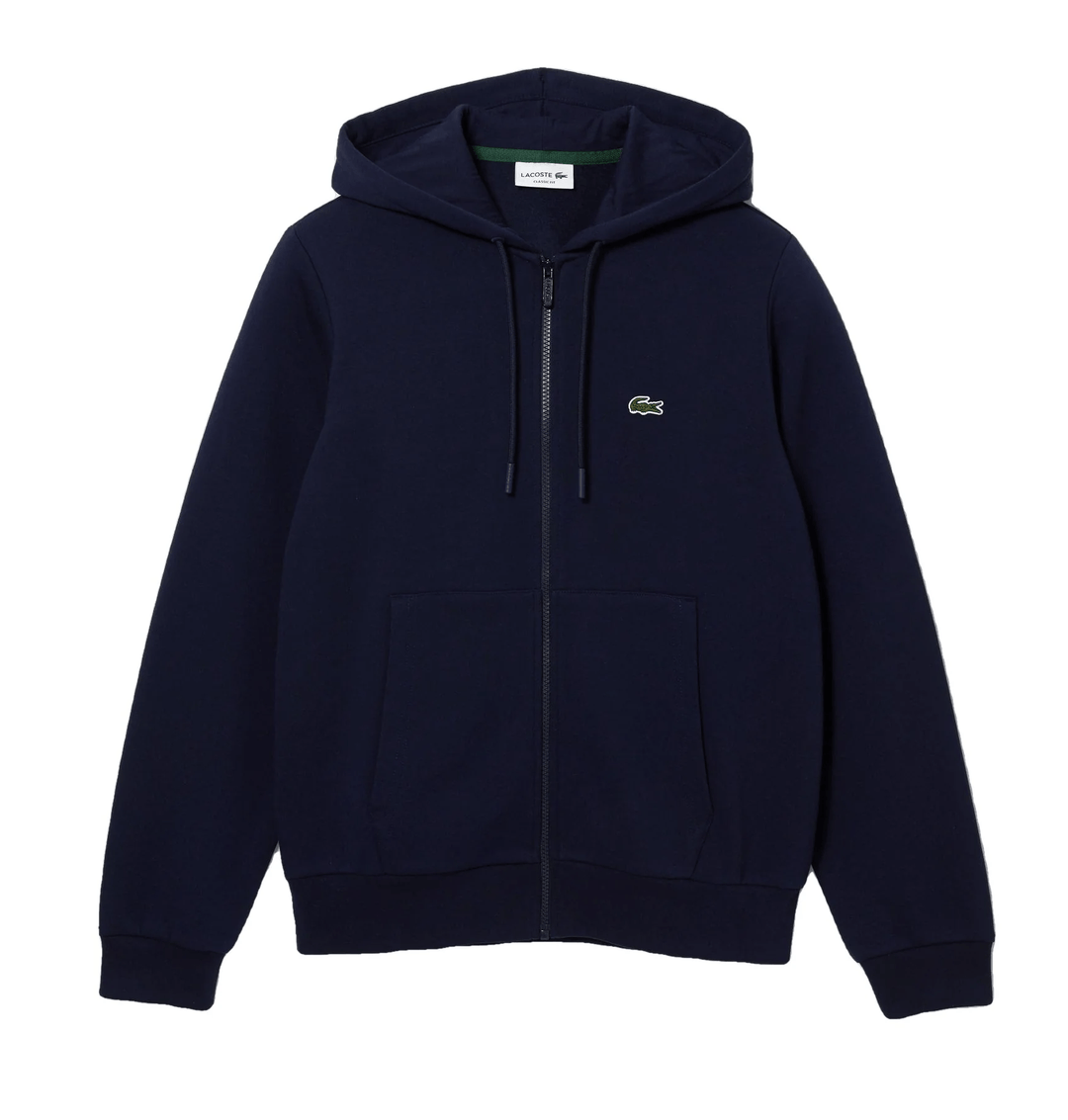 Lacoste Sweatshirt a capuche zippe Marine en molleton Lothaire