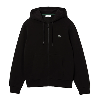 Lacoste Sweatshirt à capuche zippé noir en molleton - Lothaire