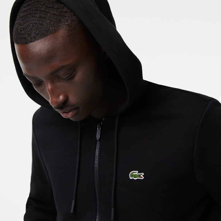 Lacoste Sweatshirt à capuche zippé noir en molleton - Lothaire