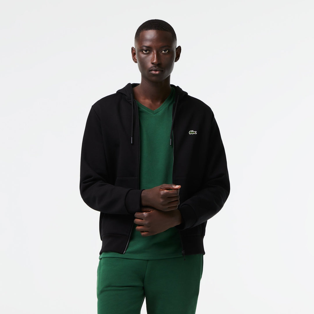Lacoste Sweatshirt à capuche zippé noir en molleton - Lothaire