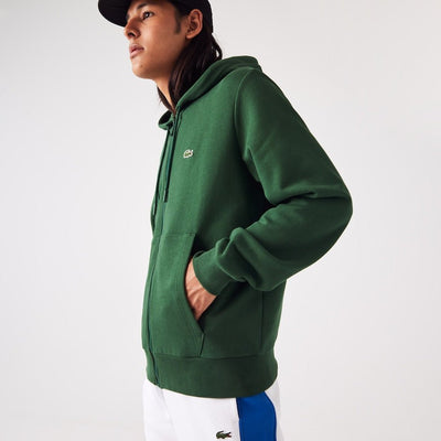 Lacoste Sweatshirt à capuche zippé vert en molleton - Lothaire