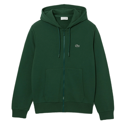 Lacoste Sweatshirt à capuche zippé vert en molleton - Lothaire