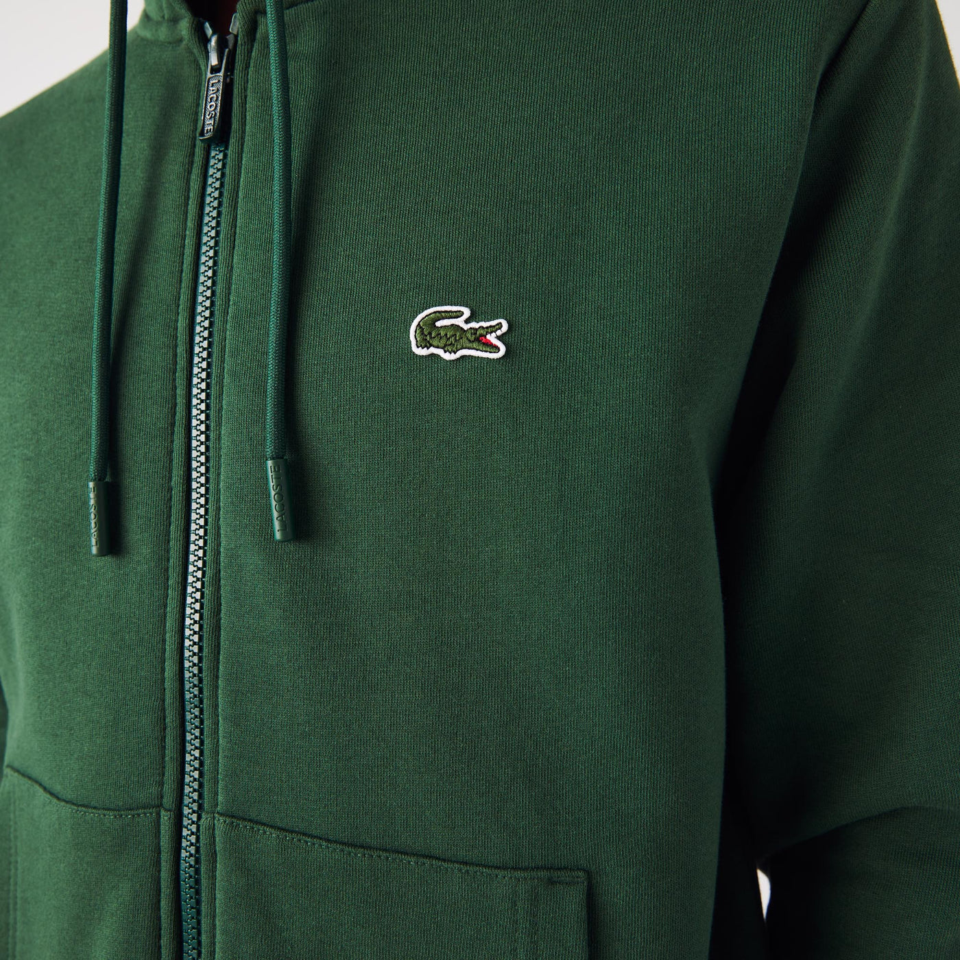 Lacoste Sweatshirt à capuche zippé vert en molleton - Lothaire