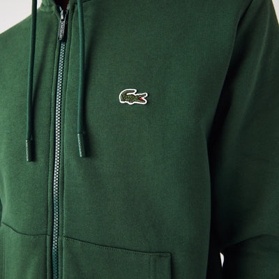 Lacoste Sweatshirt à capuche zippé vert en molleton - Lothaire
