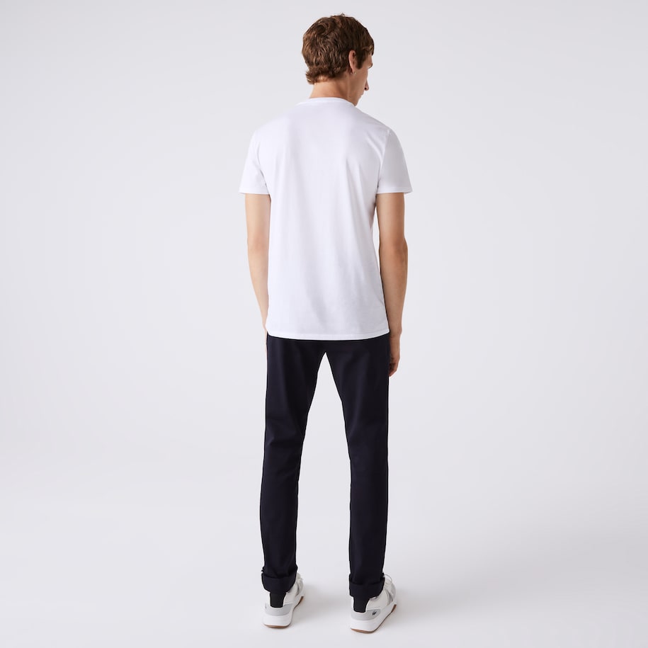 Lacoste T-shirt col V Blanc pima uni - Lothaire