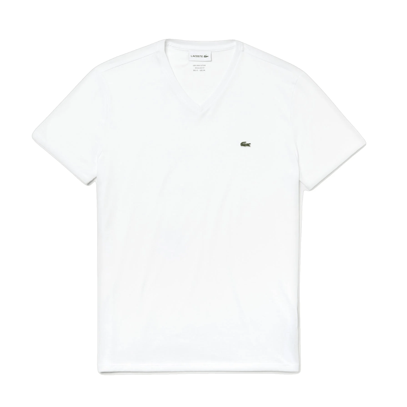 Lacoste T-shirt col V Blanc pima uni - Lothaire