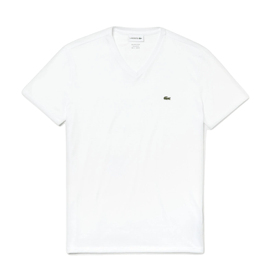 Lacoste T-shirt col V Blanc pima uni - Lothaire