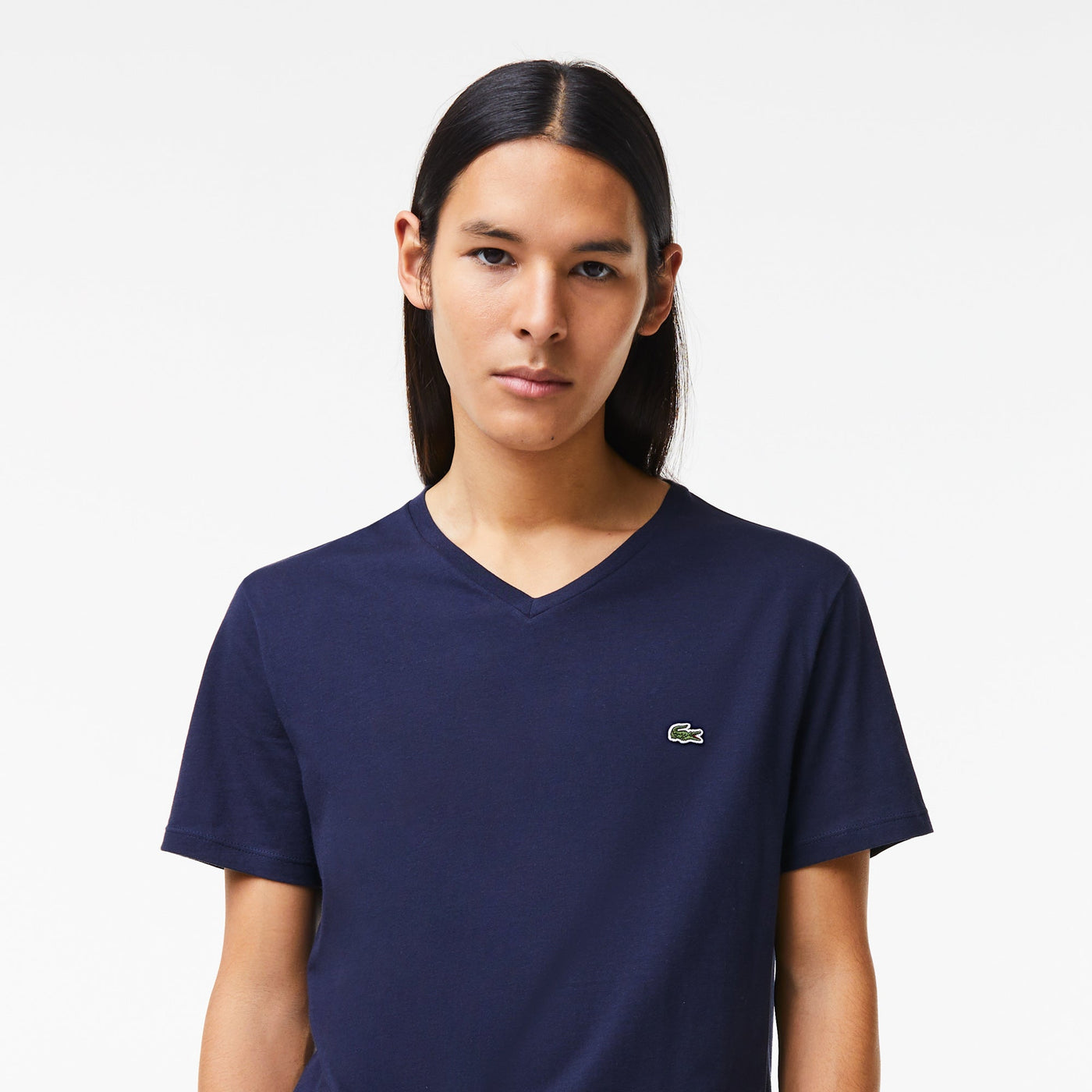 Lacoste T-shirt col V Marine pima uni - Lothaire