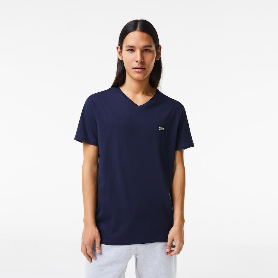 Lacoste T-shirt col V Marine pima uni - Lothaire