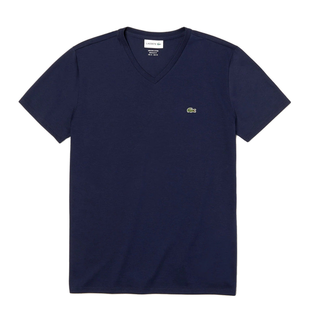 Lacoste T-shirt col V Marine pima uni - Lothaire