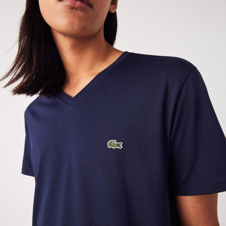 Lacoste T-shirt col V Marine pima uni - Lothaire