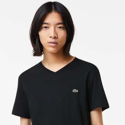 Lacoste T-shirt col V Noir pima uni - Lothaire