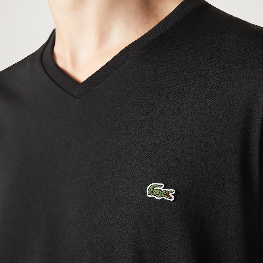 Lacoste T-shirt col V Noir pima uni - Lothaire