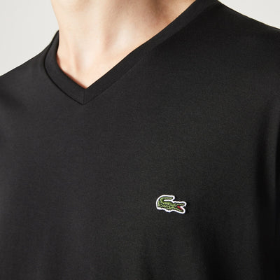 Lacoste T-shirt col V Noir pima uni - Lothaire