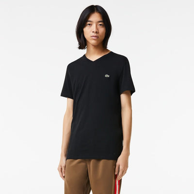 Lacoste T-shirt col V Noir pima uni - Lothaire