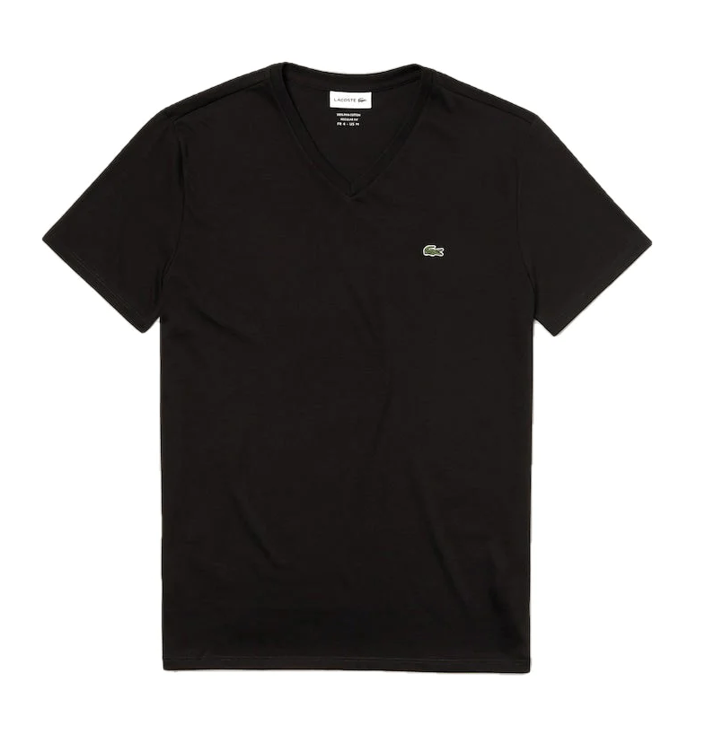 Lacoste T-shirt col V Noir pima uni - Lothaire