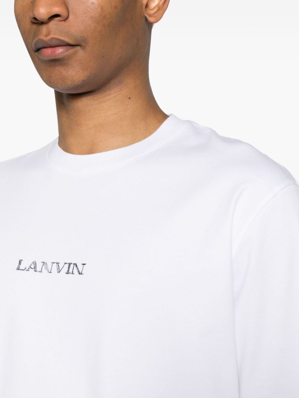 Lanvin - T-shirt blanc en coton à logo brodé - Lothaire