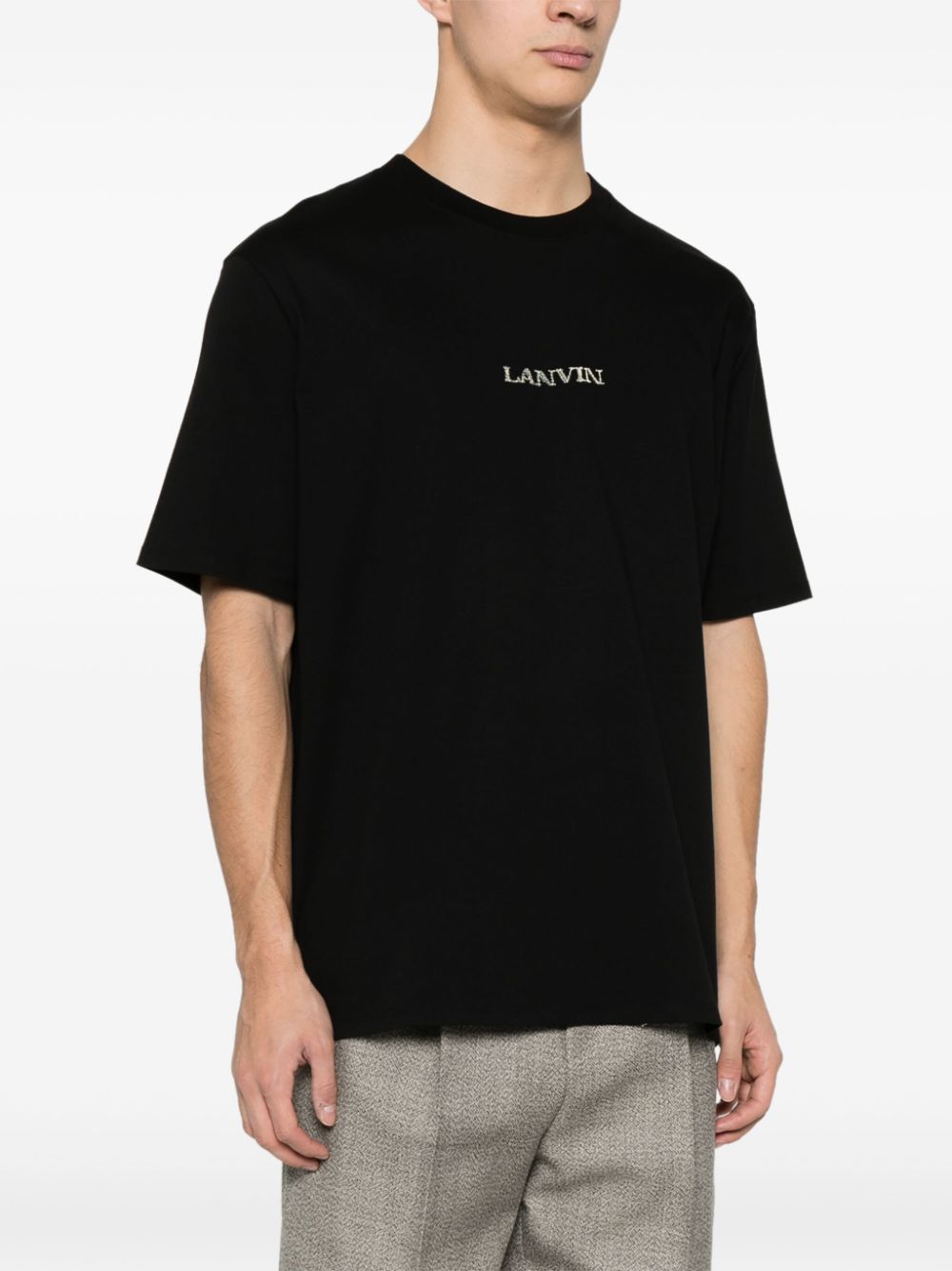 Lanvin - T-shirt noir en coton à logo brodé - Lothaire