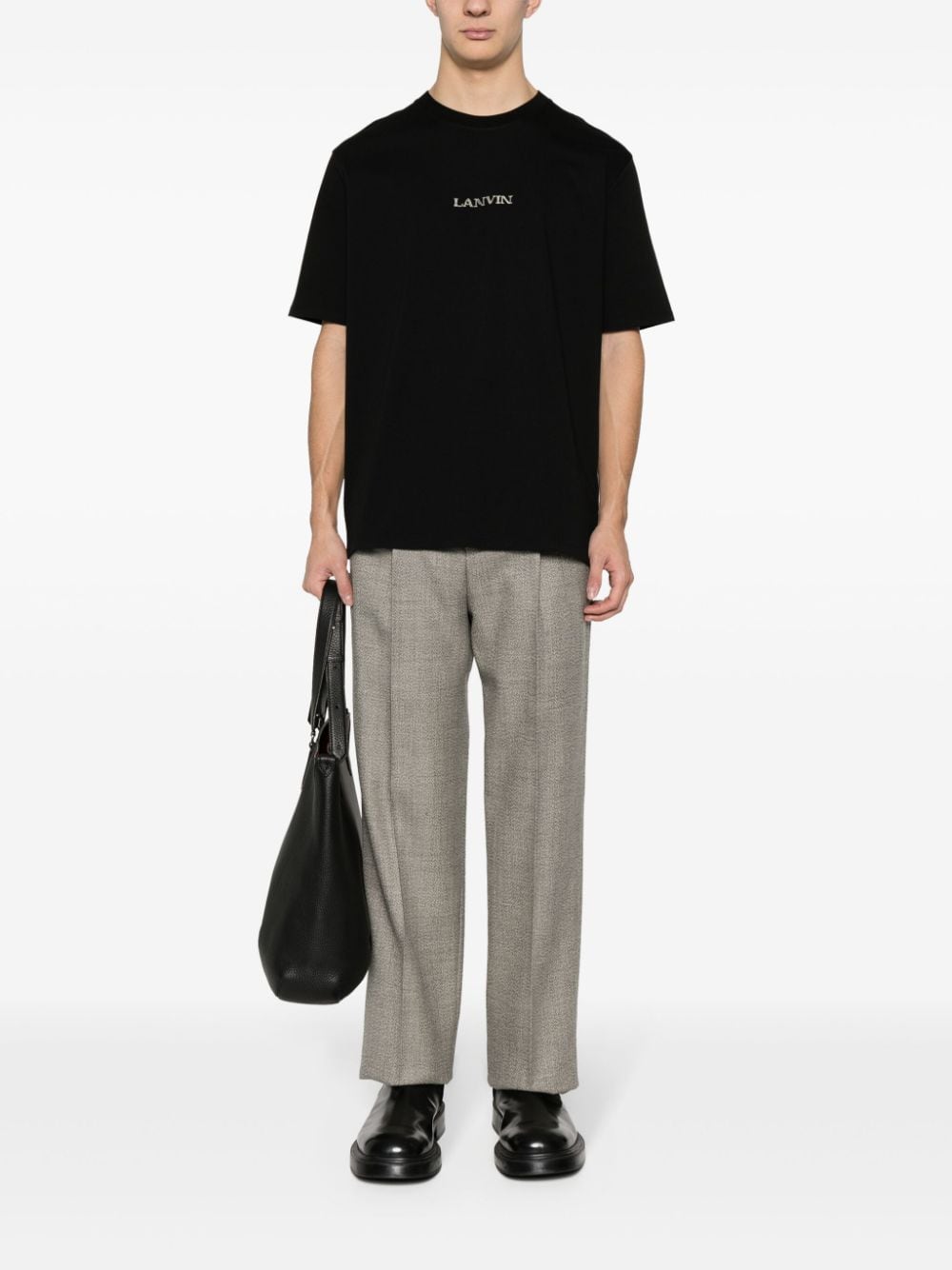Lanvin - T-shirt noir en coton à logo brodé - Lothaire