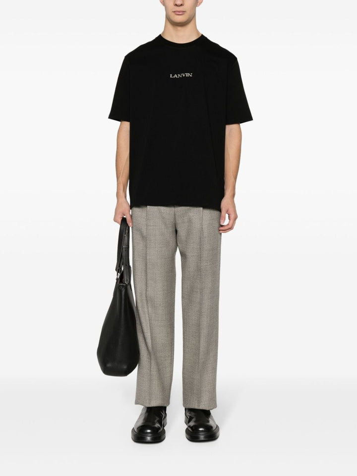 Lanvin - T-shirt noir en coton à logo brodé - Lothaire