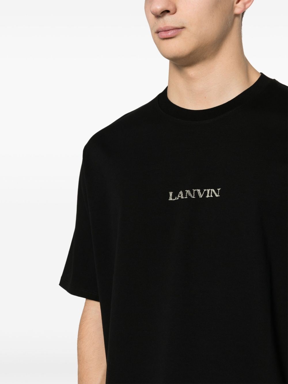 Lanvin - T-shirt noir en coton à logo brodé - Lothaire