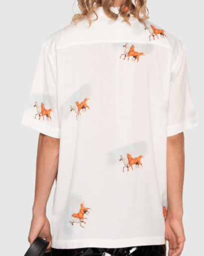 Leandre Lerouge - Chemise blanche à imprimé "WILD HORSES" - Lothaire boutiques (5931623514277)