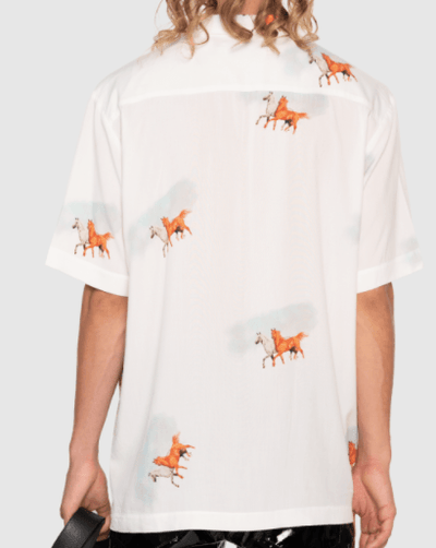 Leandre Lerouge - Chemise blanche à imprimé "WILD HORSES" - Lothaire boutiques (5931623514277)