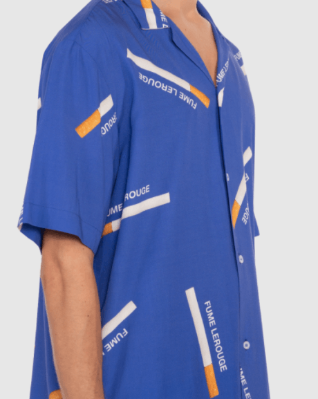 Leandre Lerouge - Chemise bleue à imprimé "FUME LEROUGE" - Lothaire boutiques (5931601330341)