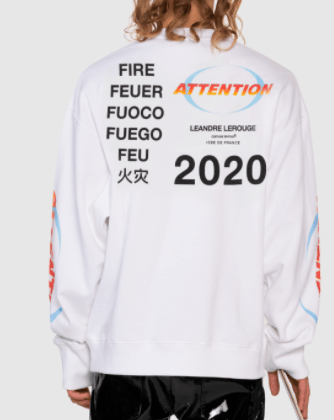 Leandre Lerouge - Sweatshirt blanc avec imprimé "EXINCTEUR" ET "ATTENTION" - Lothaire boutiques (5935181955237)