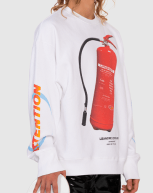 Leandre Lerouge - Sweatshirt blanc avec imprimé "EXINCTEUR" ET "ATTENTION" - Lothaire boutiques (5935181955237)