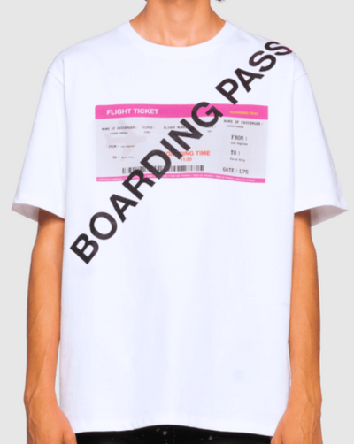 Leandre Lerouge - T-shirt blanc à imprimé "BOARDING PASS" - Lothaire boutiques (5935490957477)