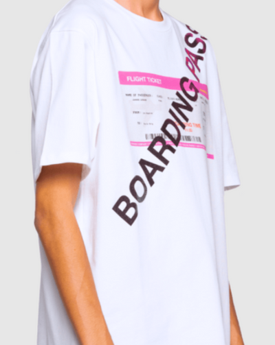 Leandre Lerouge - T-shirt blanc à imprimé "BOARDING PASS" - Lothaire boutiques (5935490957477)