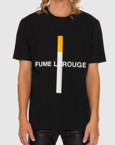 Leandre Lerouge - T-shirt noir avec imprimé "FUME LEROUGE" et "PATCH" - Lothaire boutiques (5935457894565)