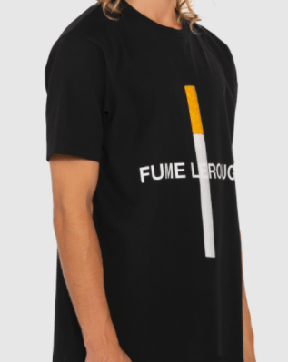 Leandre Lerouge - T-shirt noir avec imprimé "FUME LEROUGE" et "PATCH" - Lothaire boutiques (5935457894565)