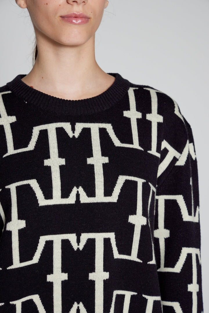 Lothaire - Pull Noir - Gros logo - Lothaire