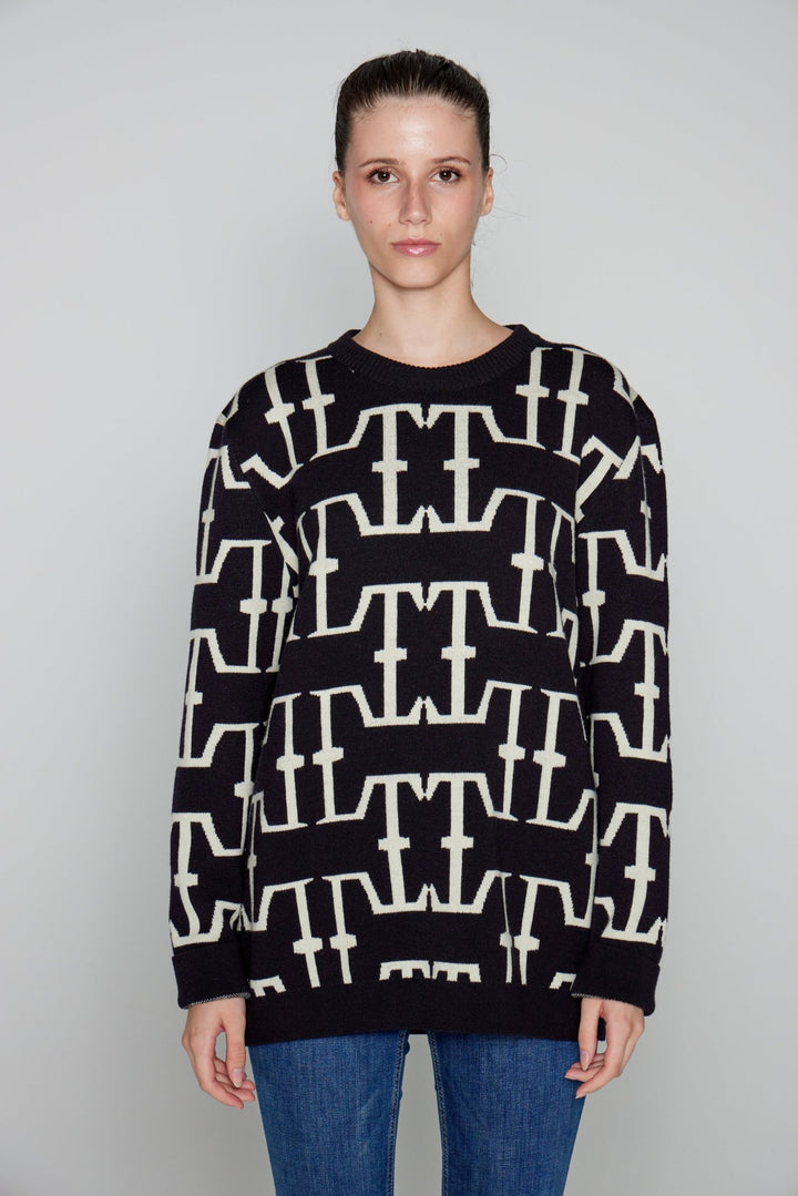 Lothaire - Pull Noir - Gros logo - Lothaire