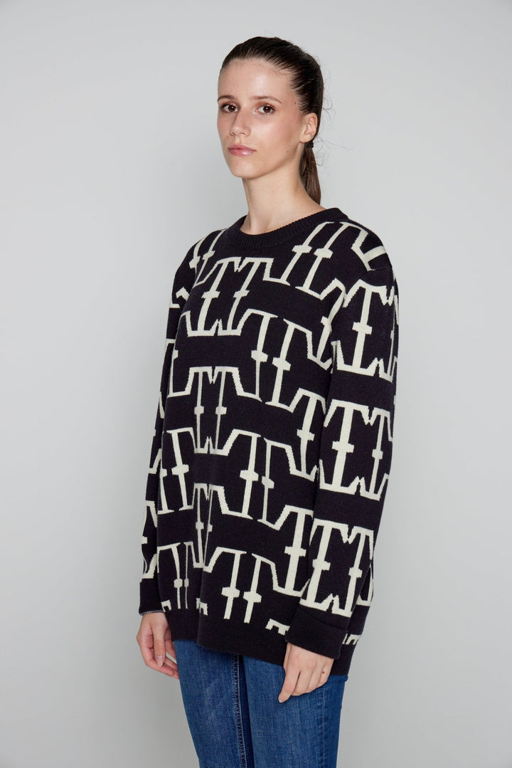 Lothaire - Pull Noir - Gros logo - Lothaire