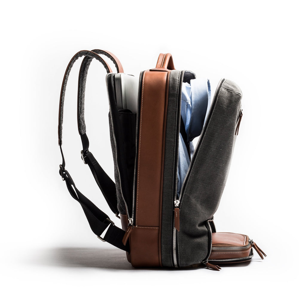 Lundi Paris Sac à dos 36 heures lundi | ANTOINE Gris & Cognac - Lothaire boutiques