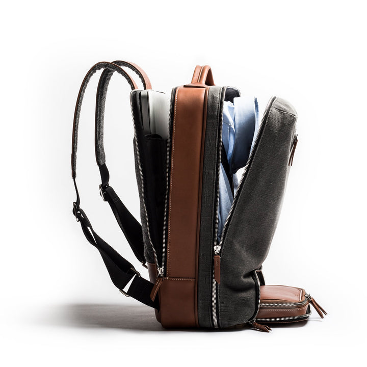 Lundi Paris Sac à dos 36 heures lundi | ANTOINE Gris & Cognac - Lothaire boutiques