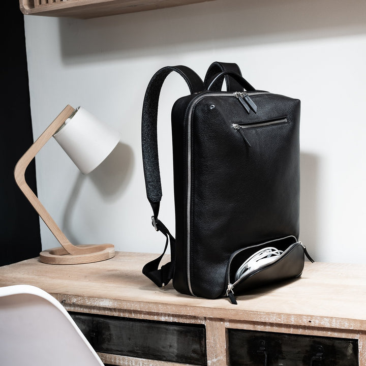 Lundi Paris - Sac à dos en cuir | GIANI Noir - Lothaire boutiques (7088355147941)