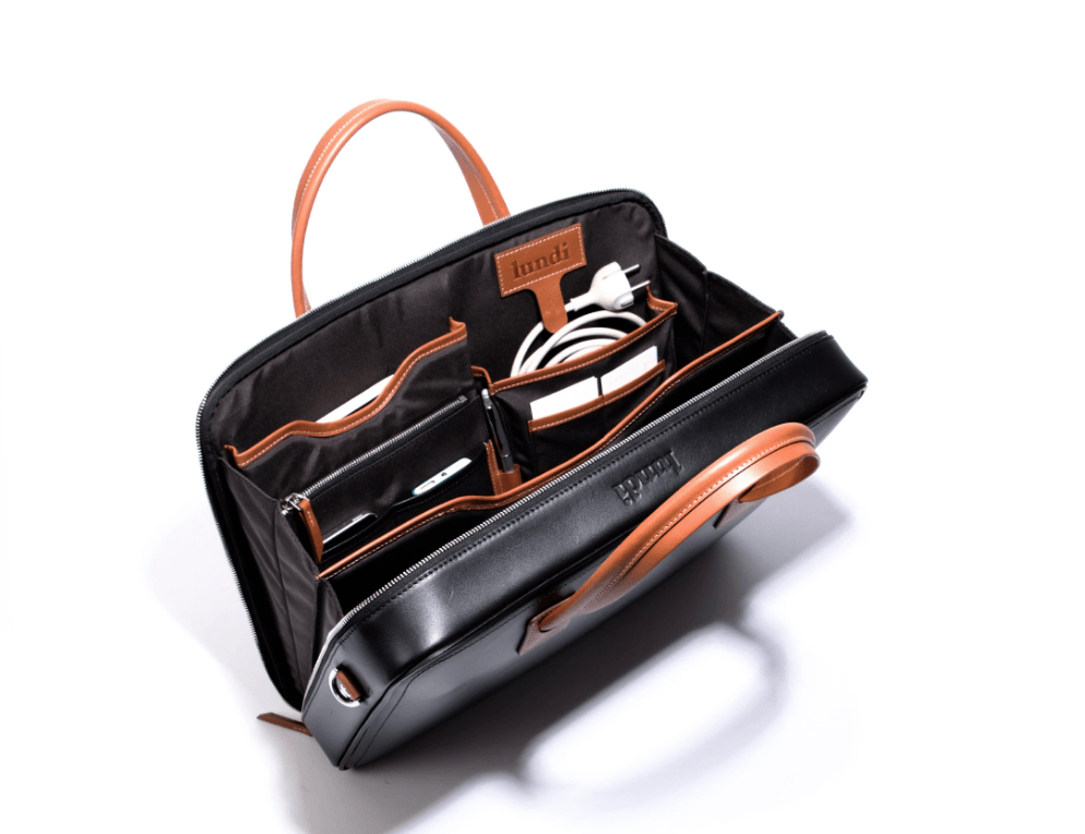 LUNDI - Porte documents ALESSANDRO noir et cognac - Lothaire boutiques (6108738781349)
