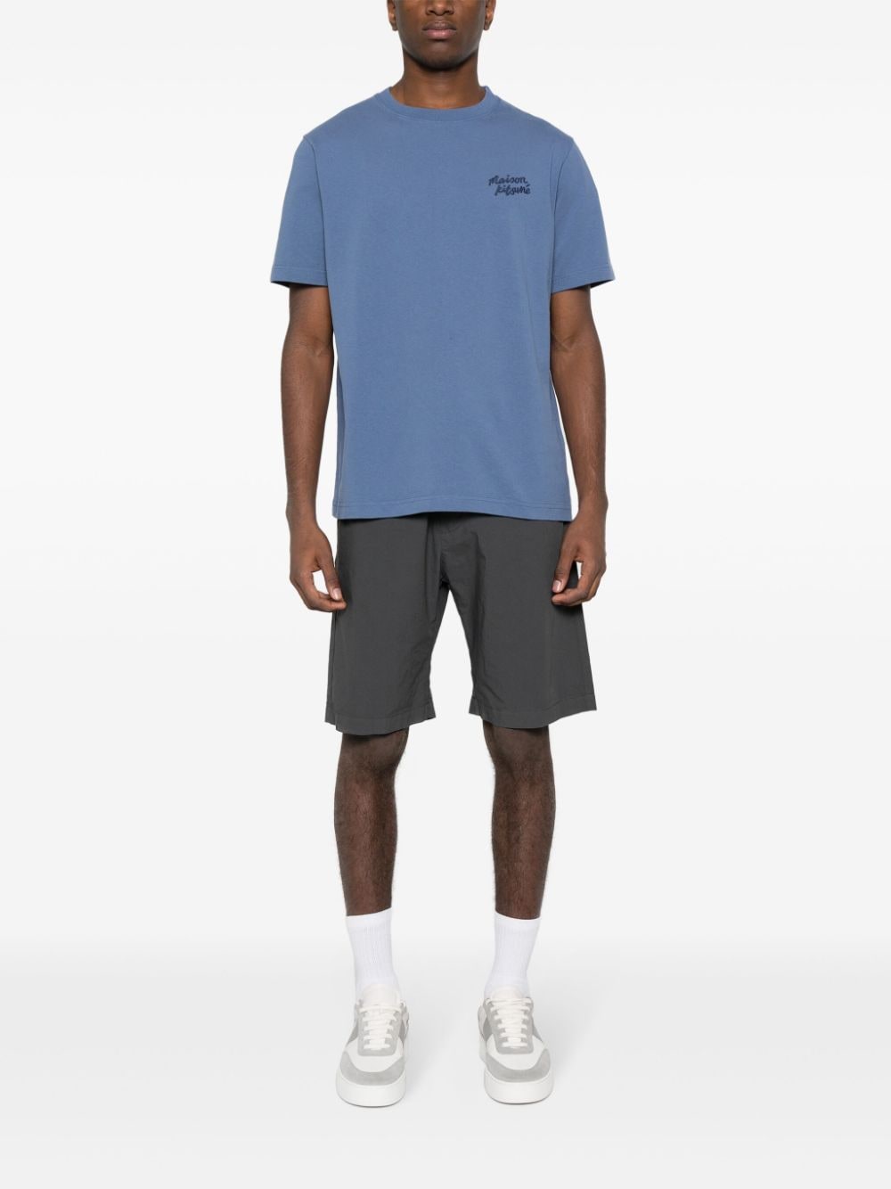 Maison Kitsuné - T-shirt Storm blue en coton à logo Handwriting - Lothaire